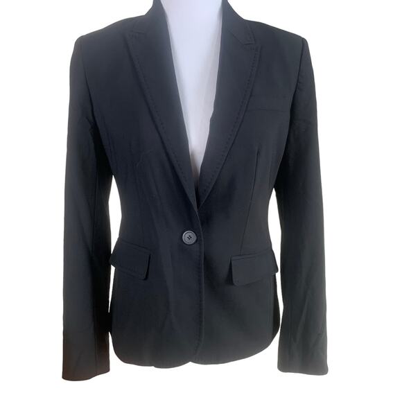 J. Crew Size Small One Button Blazer Jacket Black Long Sleeve Minimalist Office - Picture 1 of 8